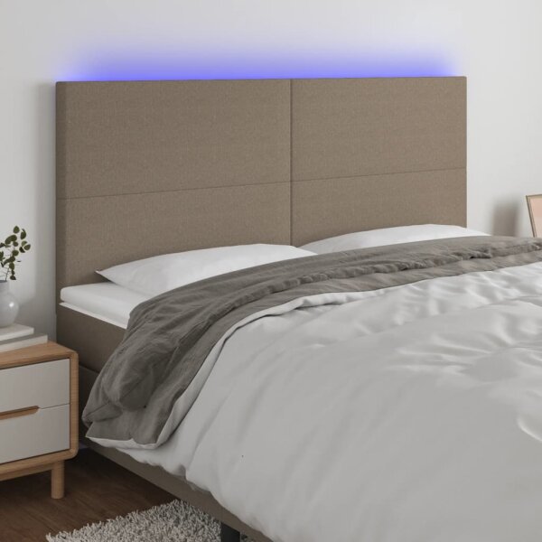 vidaXL LED Kopfteil Taupe 200x5x118/128 cm Stoff