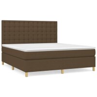 vidaXL Boxspringbett mit Matratze Dunkelbraun 180x200 cm Stoff