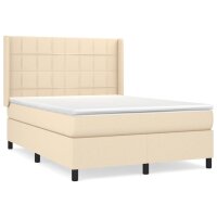 vidaXL Boxspringbett mit Matratze Creme 140x200 cm Stoff