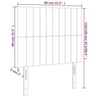 vidaXL LED Kopfteil Hellgrau 80x5x118/128 cm Samt