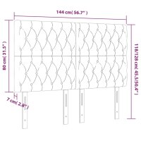 vidaXL LED Kopfteil Blau 144x7x118/128 cm Stoff