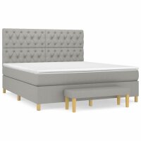 vidaXL Boxspringbett mit Matratze Hellgrau 160x200 cm Stoff