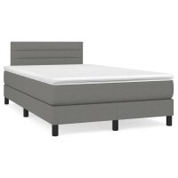 vidaXL Boxspringbett mit Matratze Dunkelgrau 120x200 cm Stoff