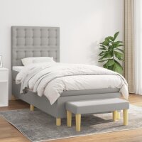 vidaXL Boxspringbett mit Matratze Hellgrau 90x190 cm Stoff