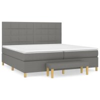 vidaXL Boxspringbett mit Matratze Dunkelgrau 200x200 cm Stoff