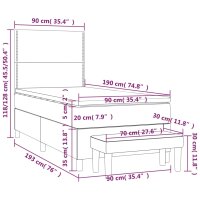 vidaXL Boxspringbett mit Matratze Hellgrau 90x190 cm Stoff