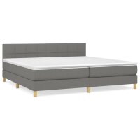 WOWONA Boxspringbett mit Matratze Dunkelgrau 200x200 cm Stoff