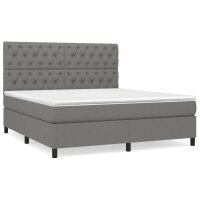 vidaXL Boxspringbett mit Matratze Dunkelgrau 160x200 cm Stoff