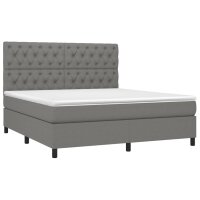 vidaXL Boxspringbett mit Matratze Dunkelgrau 160x200 cm Stoff