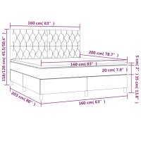 vidaXL Boxspringbett mit Matratze Dunkelgrau 160x200 cm Stoff