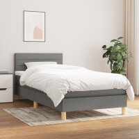 vidaXL Boxspringbett mit Matratze Dunkelgrau 100x200 cm Stoff