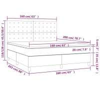 vidaXL Boxspringbett mit Matratze Dunkelgrau 160x200 cm Stoff