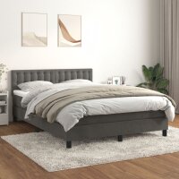 vidaXL Boxspringbett mit Matratze Dunkelgrau 140x200 cm Samt