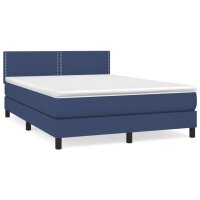 vidaXL Boxspringbett mit Matratze Blau 140x200 cm Stoff