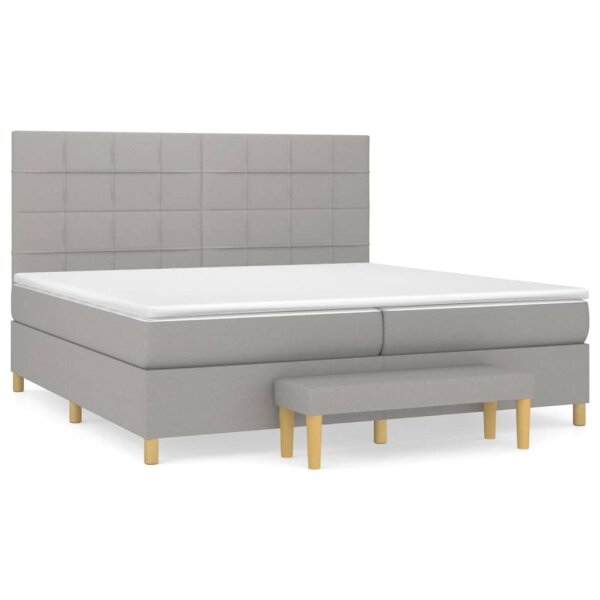 WOWONA Boxspringbett mit Matratze Hellgrau 200x200 cm Stoff