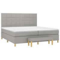 WOWONA Boxspringbett mit Matratze Hellgrau 200x200 cm Stoff