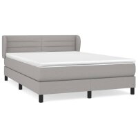 vidaXL Boxspringbett mit Matratze Hellgrau 140x200 cm Stoff