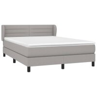 vidaXL Boxspringbett mit Matratze Hellgrau 140x200 cm Stoff