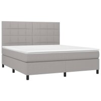 vidaXL Boxspringbett mit Matratze &amp; LED Hellgrau 160x200 cm Stoff