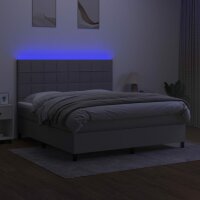 vidaXL Boxspringbett mit Matratze &amp; LED Hellgrau 160x200 cm Stoff