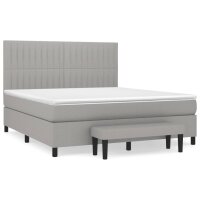 WOWONA Boxspringbett mit Matratze Hellgrau 160x200 cm Stoff