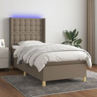 vidaXL Boxspringbett mit Matratze &amp; LED Taupe 80x200 cm Stoff