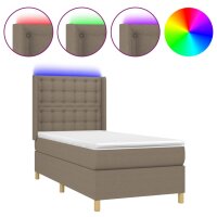 vidaXL Boxspringbett mit Matratze &amp; LED Taupe 80x200 cm Stoff