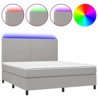 vidaXL Boxspringbett mit Matratze &amp; LED Hellgrau 160x200 cm Stoff