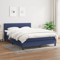 vidaXL Boxspringbett mit Matratze Blau 140x200 cm Stoff