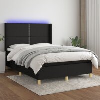 vidaXL Boxspringbett mit Matratze &amp; LED Schwarz 140x190 cm Stoff