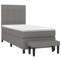 vidaXL Boxspringbett mit Matratze Dunkelgrau 90x190 cm Stoff