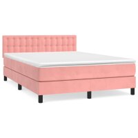 vidaXL Boxspringbett mit Matratze Rosa 140x200 cm Samt