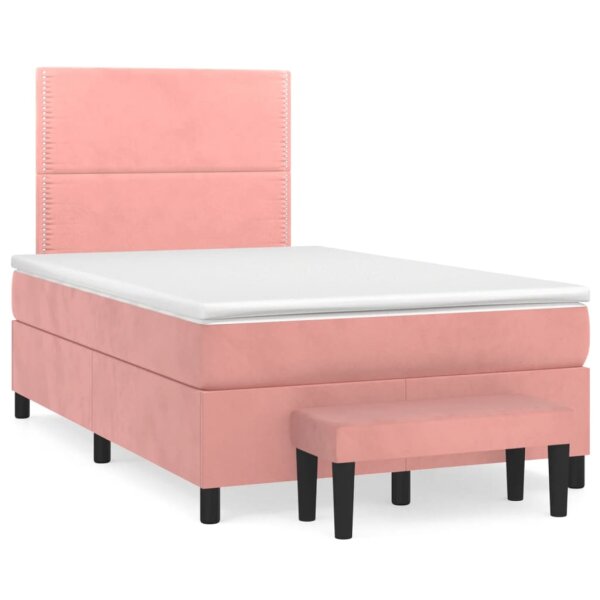 vidaXL Boxspringbett mit Matratze Rosa 120x200 cm Samt