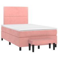 vidaXL Boxspringbett mit Matratze Rosa 120x200 cm Samt