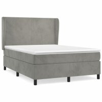 vidaXL Boxspringbett mit Matratze Hellgrau 140x190 cm Samt