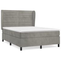 vidaXL Boxspringbett mit Matratze Hellgrau 140x190 cm Samt