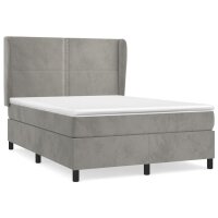 vidaXL Boxspringbett mit Matratze Hellgrau 140x190 cm Samt