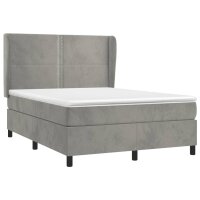 vidaXL Boxspringbett mit Matratze Hellgrau 140x190 cm Samt