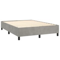 WOWONA Boxspringbett mit Matratze Hellgrau 140x190 cm Samt