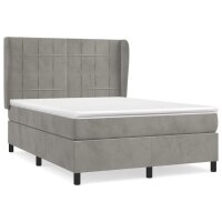 vidaXL Boxspringbett mit Matratze Hellgrau 140x190 cm Samt