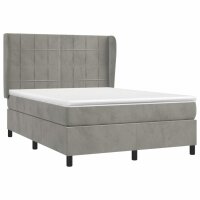 vidaXL Boxspringbett mit Matratze Hellgrau 140x190 cm Samt