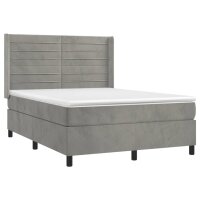 vidaXL Boxspringbett mit Matratze Hellgrau 140x190 cm Samt