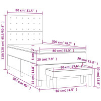 vidaXL Boxspringbett mit Matratze Hellgrau 80x200 cm Stoff