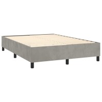 WOWONA Boxspringbett mit Matratze &amp; LED Hellgrau 140x190 cm Samt