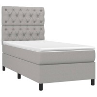 vidaXL Boxspringbett mit Matratze Hellgrau 80x200 cm Stoff