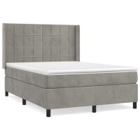 vidaXL Boxspringbett mit Matratze Hellgrau 140x190 cm Samt