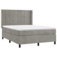 vidaXL Boxspringbett mit Matratze Hellgrau 140x190 cm Samt