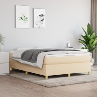 vidaXL Boxspringbett Creme 140x200 cm Stoff