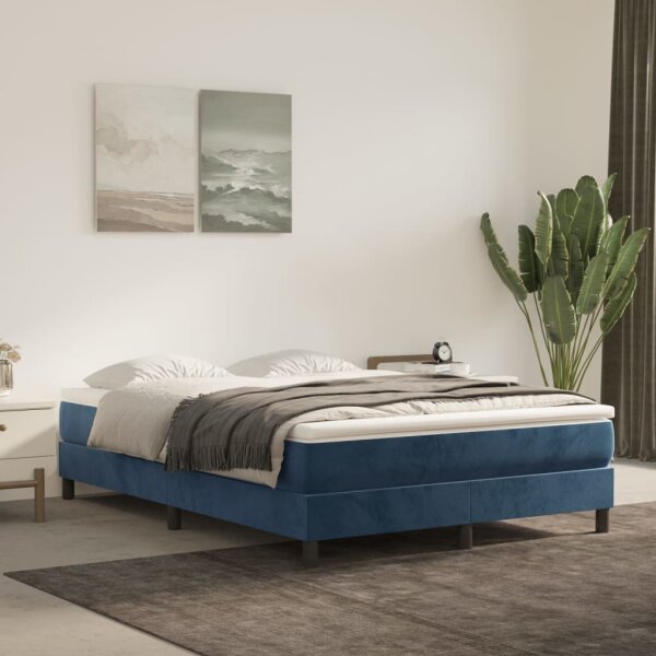 vidaXL Boxspringbett Dunkelblau 140x200 cm Samt