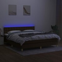 vidaXL Boxspringbett mit Matratze &amp; LED Dunkelbraun 160x200 cm Stoff